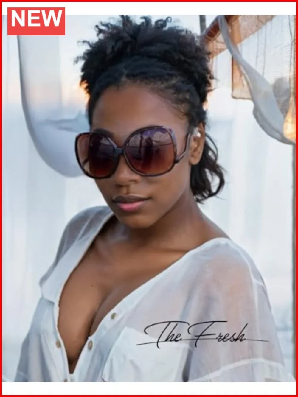 Oversized Jackie O Cat Eye Hybrid Sunglasses with UV Protection - Exquisite